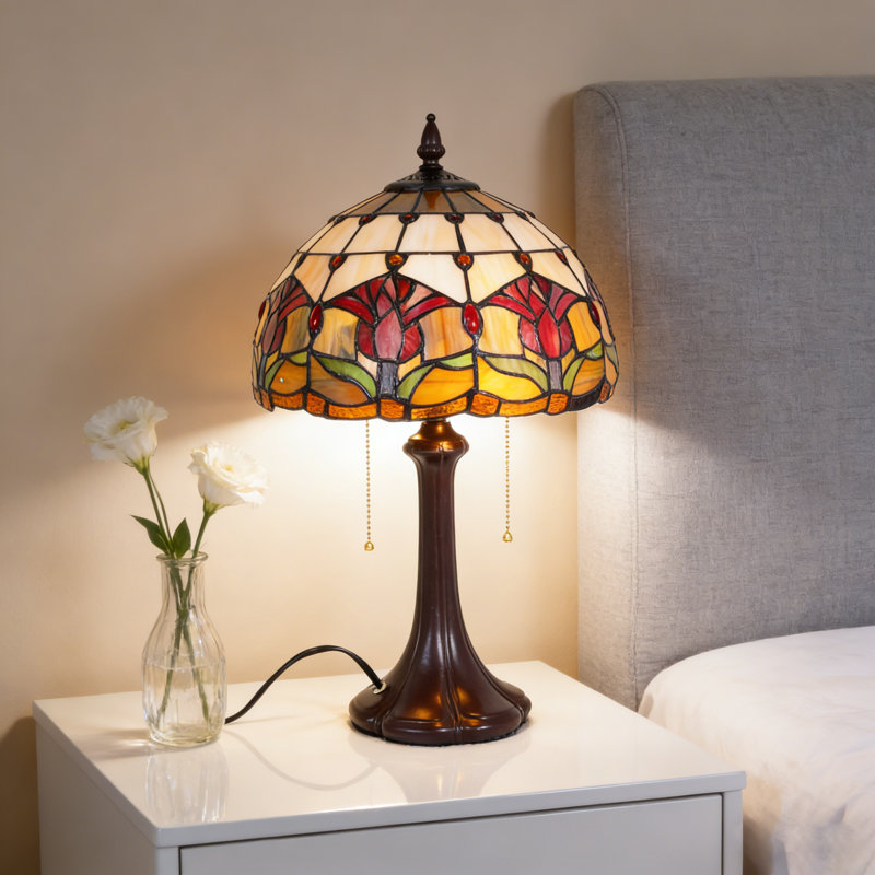 11.8"2-light Tulip Tiffany Table Lamp