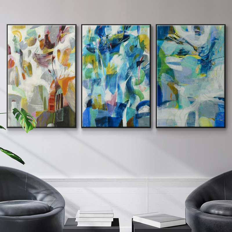 Marée basse, reproduction sur toile 3 pièces, H 36 po x l 72 po x P 2 po, Noir