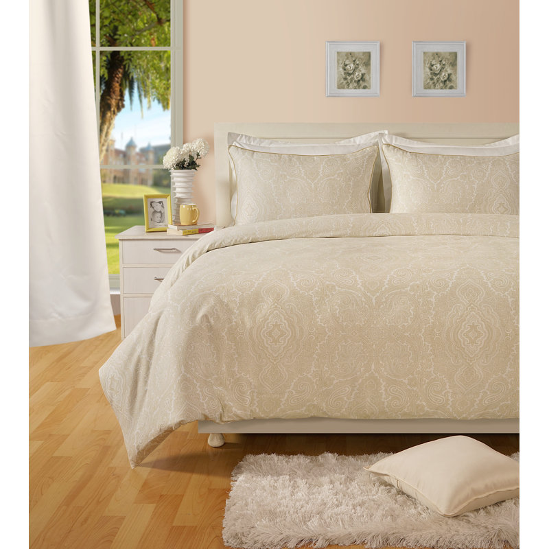 Lyon Paisley Duvet Cover Set with Pillowcases, Double - 2 Standard Pillowcases, Ivory