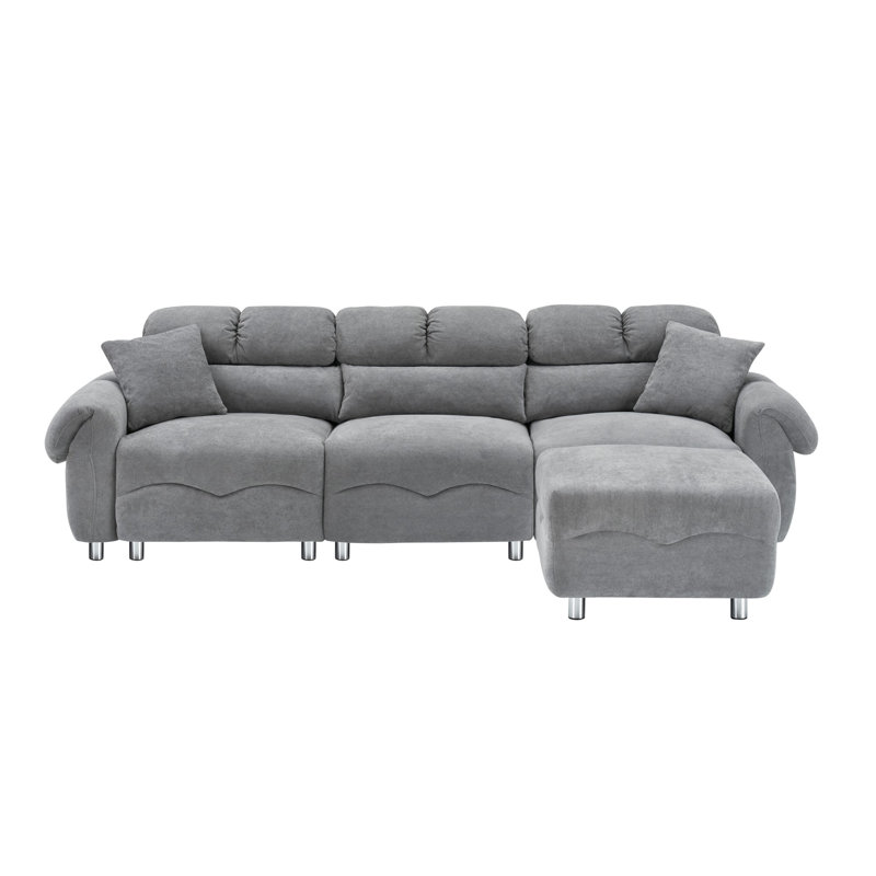 Canapé en velours avec repose-pieds Avrilynn, Gris