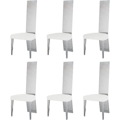 White Dining Chairs With Silver Legs by Orren Ellis
