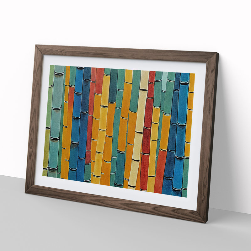 Abstract Watercolour Bamboo - Framed Print, 25cm H x 34cm W x 2cm D, Walnut