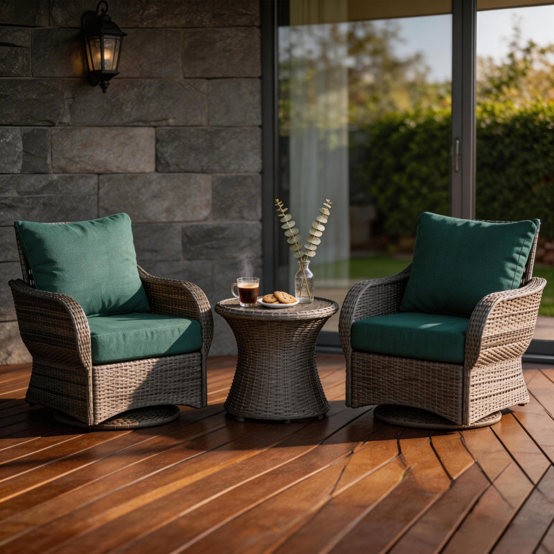 22" x 24" Outdoor/Indoor Deep Seat Patio Chair Cushions (Set of 2) - Weather-Resistant Design, Teal