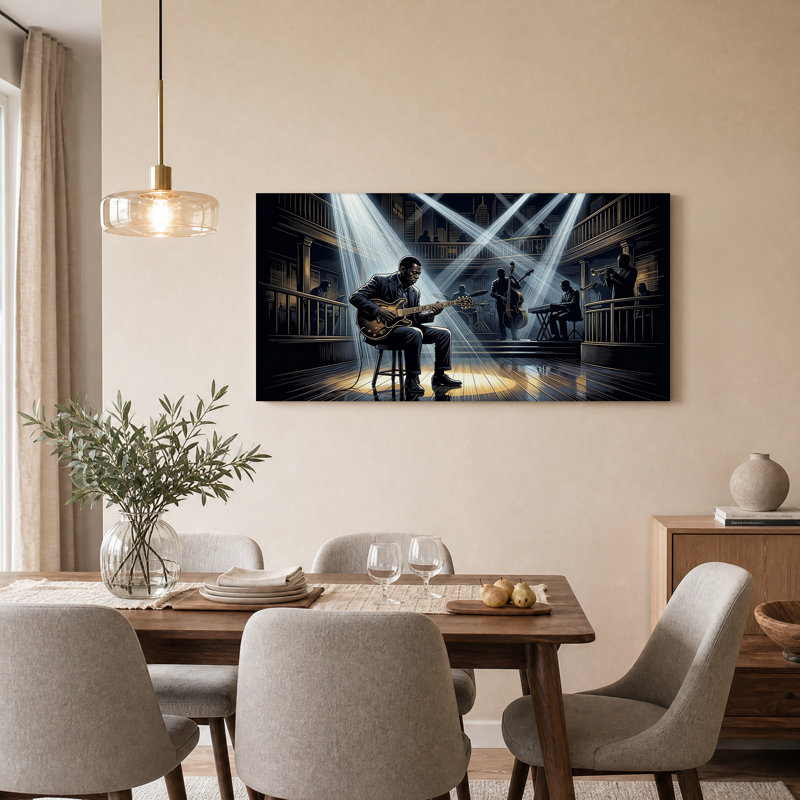 Art sur toile, bande de jazz, L 32 po x H 16 po