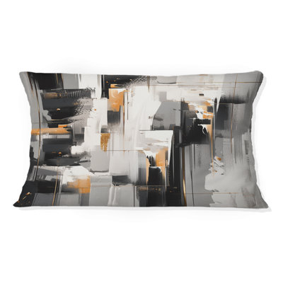 Coussin décoratif gris à multiples facettes - Cubisme à imprimé cubisme