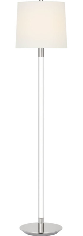 Riga 53" Cordless Floor Lamp with Linen Shade, Polished Nickel