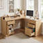 Bureau en L 59 po cannelé avec station de charge et armoire de rangement 59 po Modern