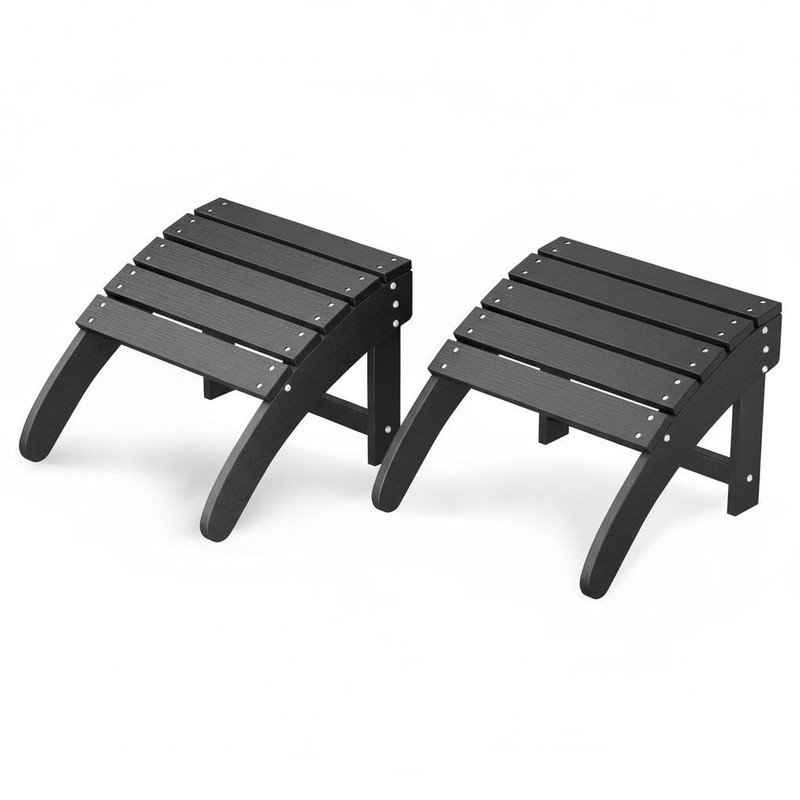 High-Density Polyethylene (HDPE) Outdoor Ottoman, Black