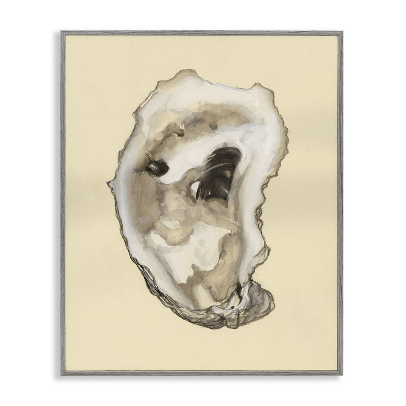  Natural Oyster Shell Grey Framed Giclee Art by Michael Willett, Estampe numérique Farmhouse, H 14 po x l 11 po