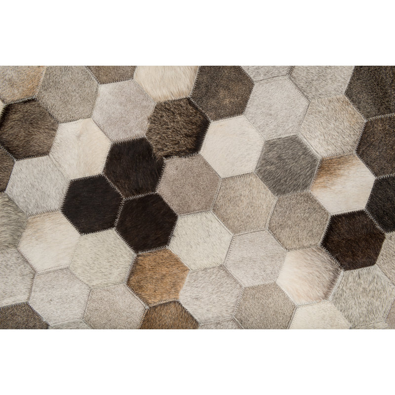 Angulo Cowhide Geometric Area Rug, Rectangle 6'7" x 9'8"