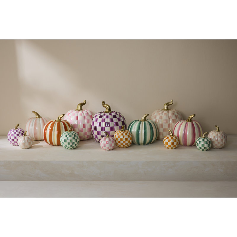 Stripe Medium Pumpkin, 11" H x 11.5" W x 11.5" D, Green
