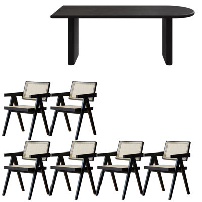 Ensemble de table de salle à manger en bois massif de style nordique