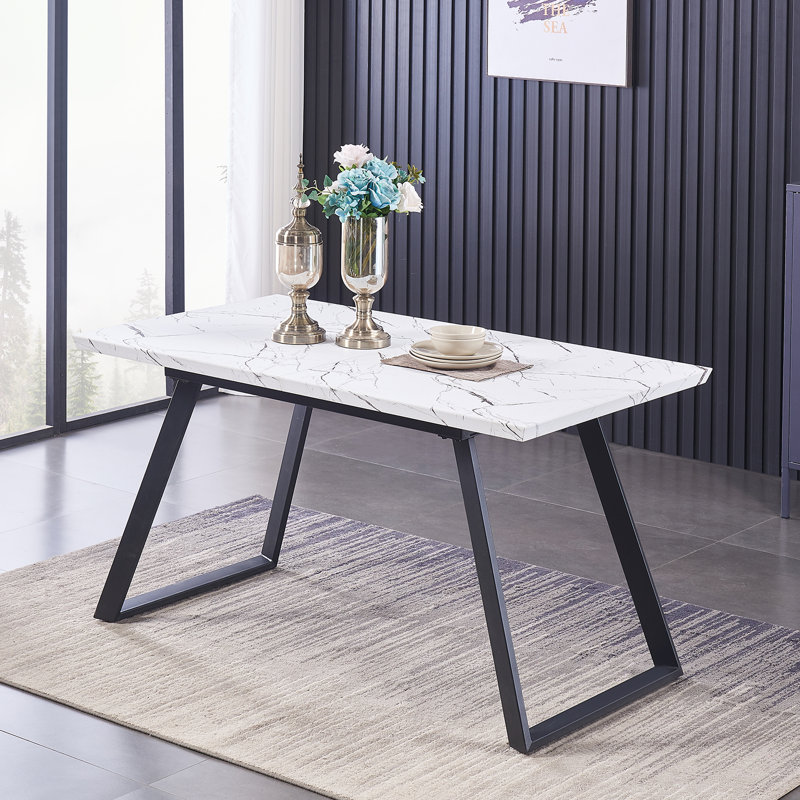 Minkler Extendable Dining Table, Marble White