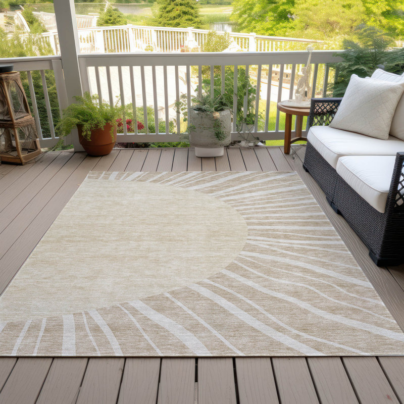 Washable Abstract Indoor / Outdoor Rug, Rectangle 10' x 14'