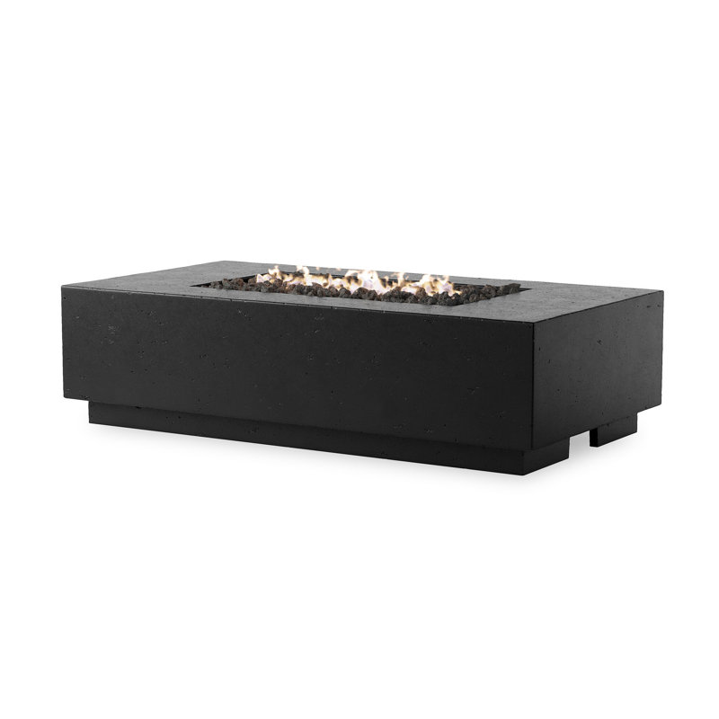 Darshani 16" H x 60" W Concrete Outdoor Fire Pit Table, Propane, Black