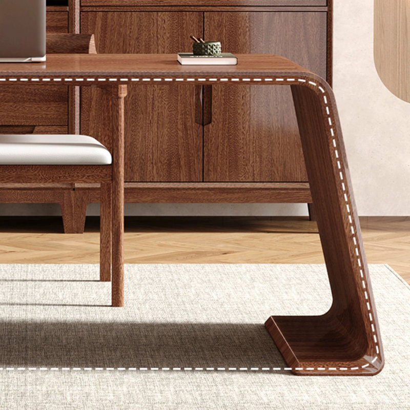 Nut-brown Rectangular Solid Wood with 3 drawers desk