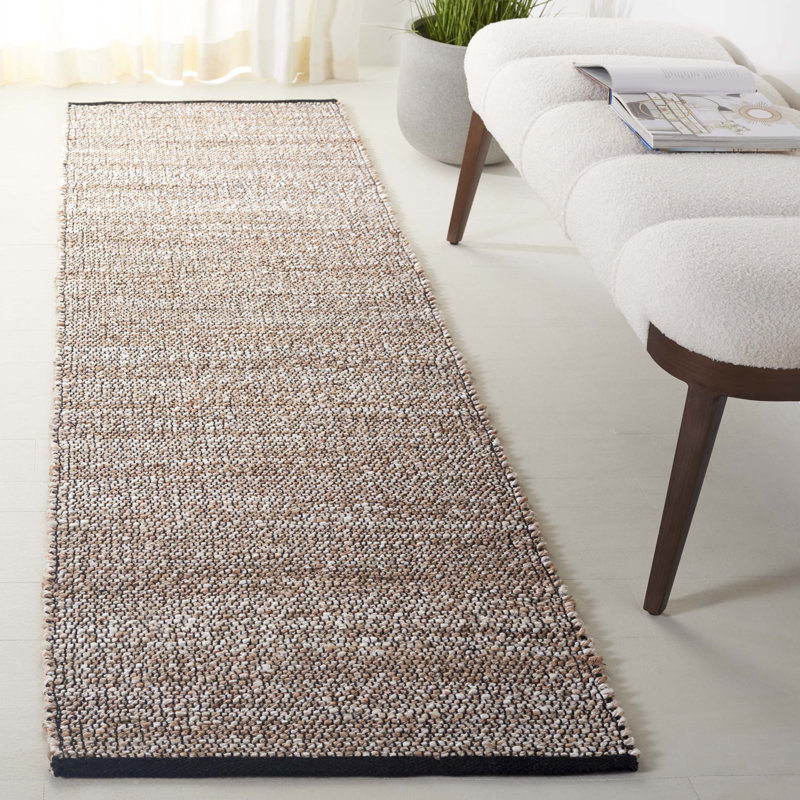 Natural Fiber Flat Weave Jute/Cotton Rug in Natural/Bleach, Runner 2'3" x 8'