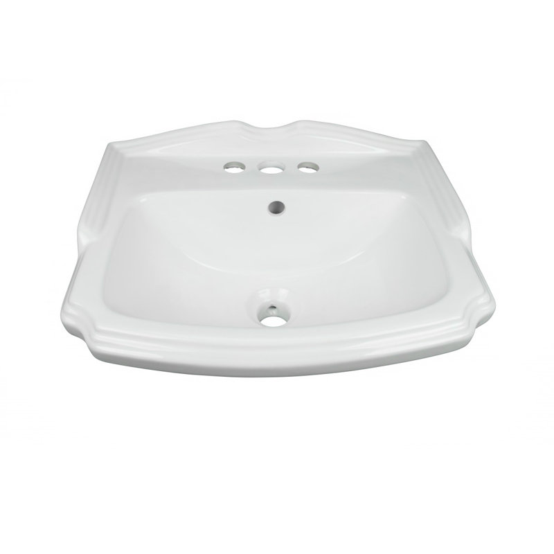 White Ceramic Wall-Mount Bathroom Sink with Overflow