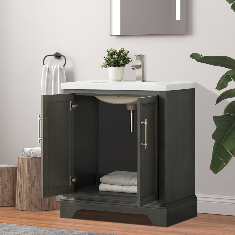  30" Single Bathroom Vanity Set, Silver Gray