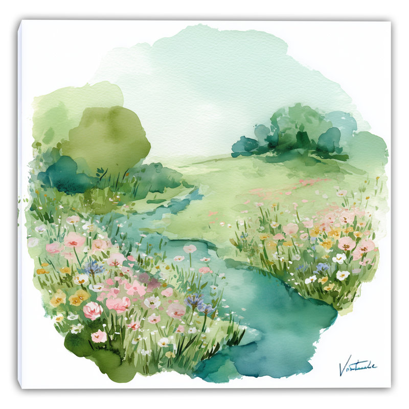 «Spring Meadow Bloom», art mural sur toile tendue, H 40 po x l 40 po