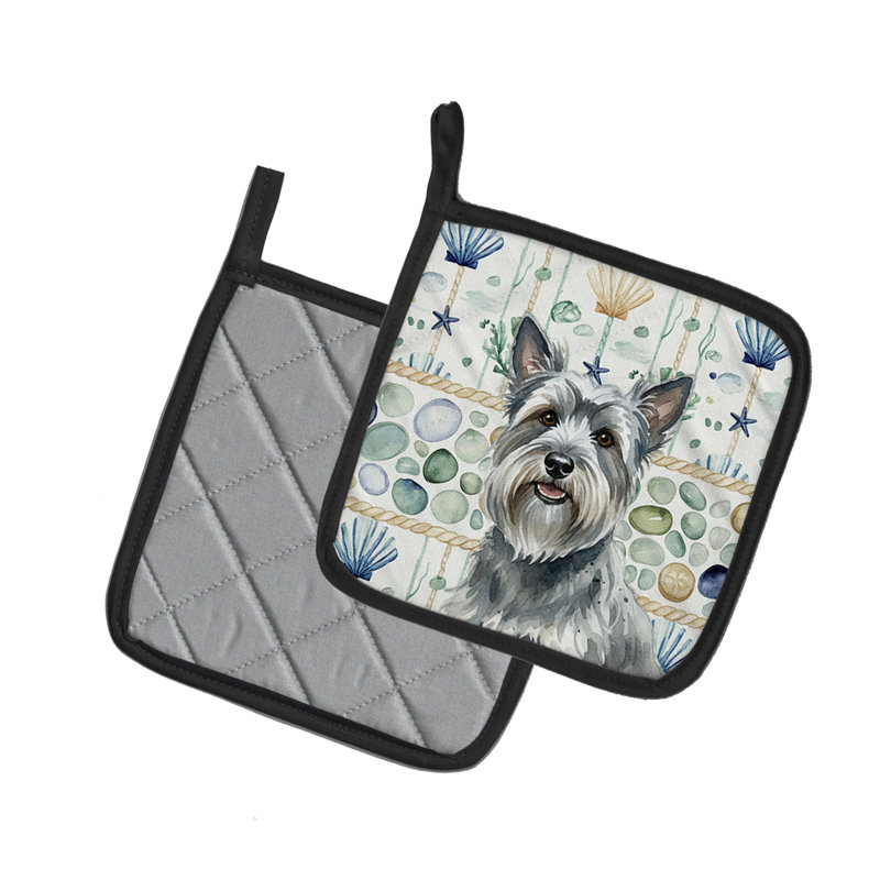Paire de poignées en verre de mer gris Skye Terrier