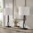 26" Modern Black Metal Table Lamp with  3 Way Dimmable Light and Linen Drum Shade-1928456845