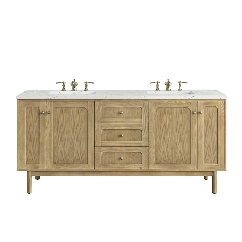 Laurent 72'' W Double Vanity, Ethereal Noctis, 8" Widespread, Light Natural Oak