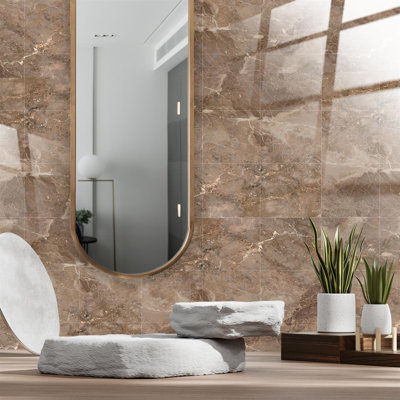 Camberlynn Copper Brown Marble Stone Tile Sticker 15.24cm W x 15.24cm L