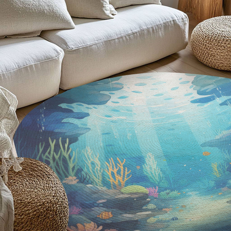 Tapis tressé Mystical Sea Life, Rond 5 pi