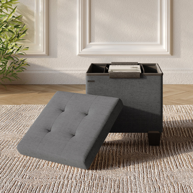 Banc de rangement avec repose-pieds Vérrant, 15"H x 15"W x 15"D, Grey
