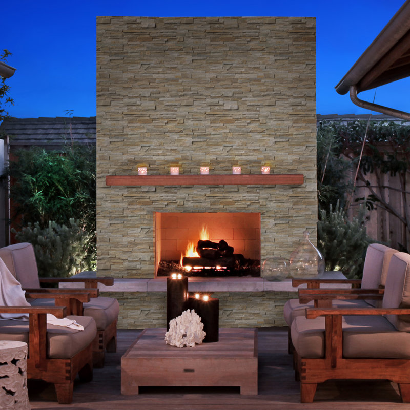 Stonecrest 6 in. x 24 in. Split Face Natural Stone Ledger Panel Wall Tile, Amber Cream
