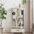 Lighted Glass Curio Cabinet with Adjustable Shelves - Elegant 2-Door Display Cabinet & Built-in Drawer, Includes Bulb - White Finish-1373660396