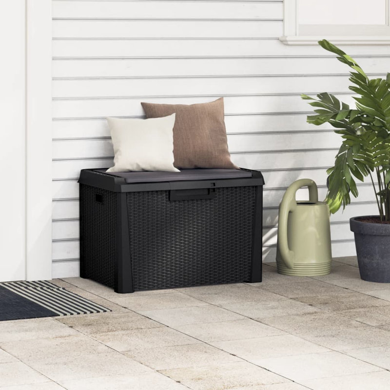 Coffre de rangement de jardin moyen en polypropylène anthracite anthracite, Anthracite