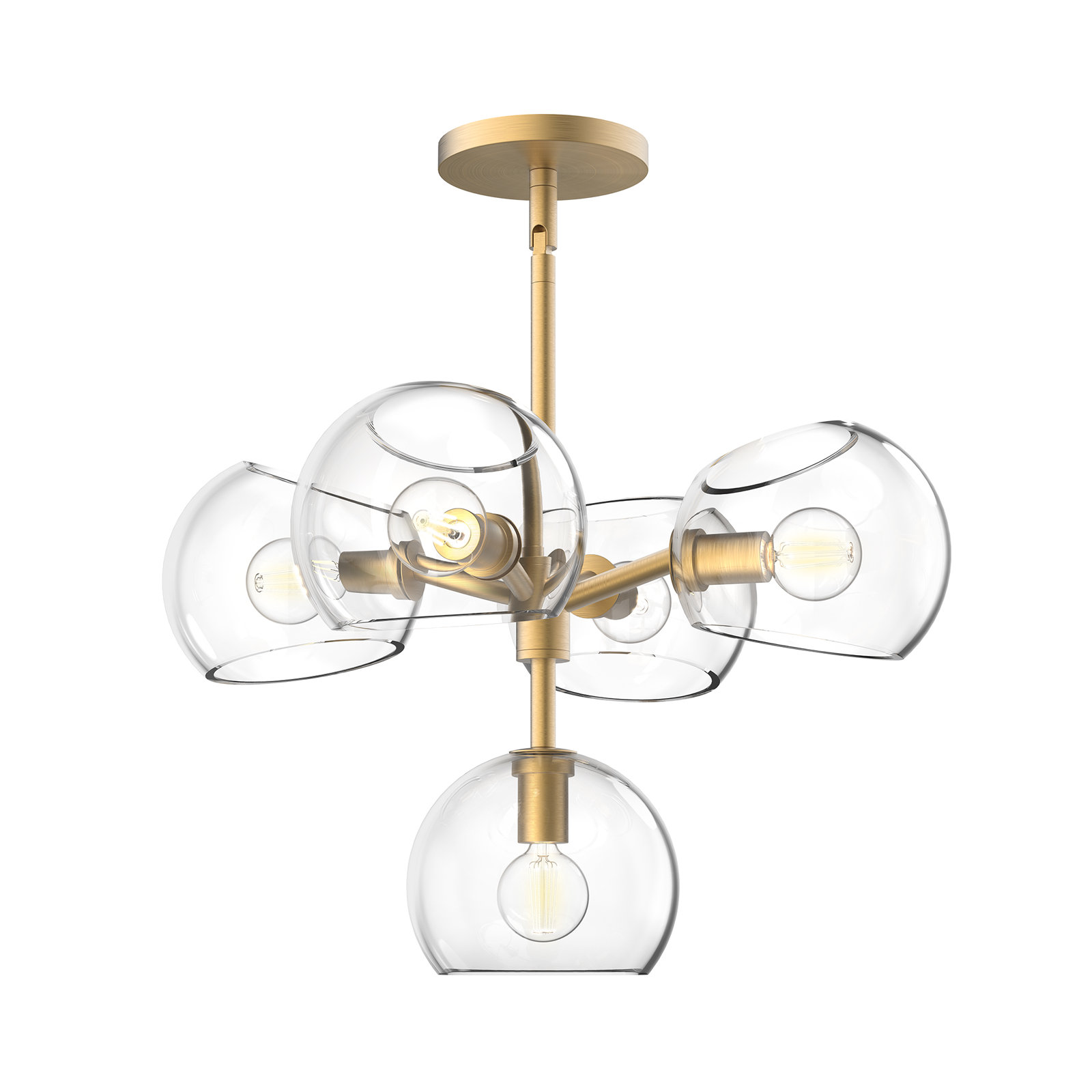 Willow 5 - Light Sputnik Chandelier, Brushed Gold, Clear