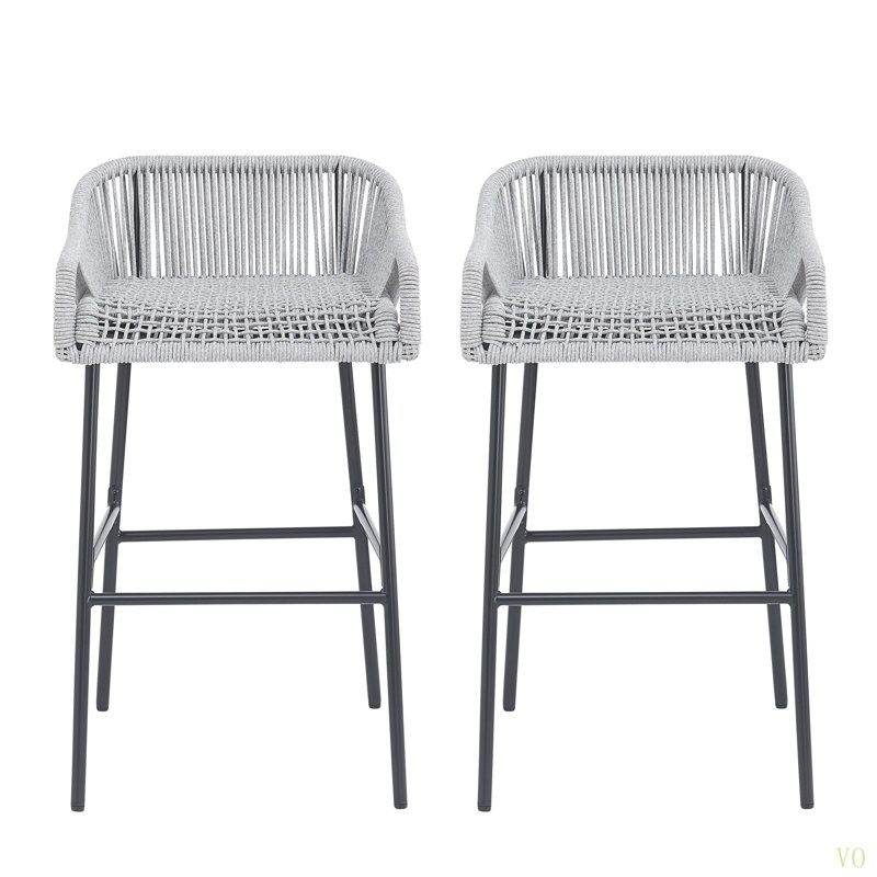 Tabouret de bar pour terrasse La Push, ensemble de 2, Gris clair