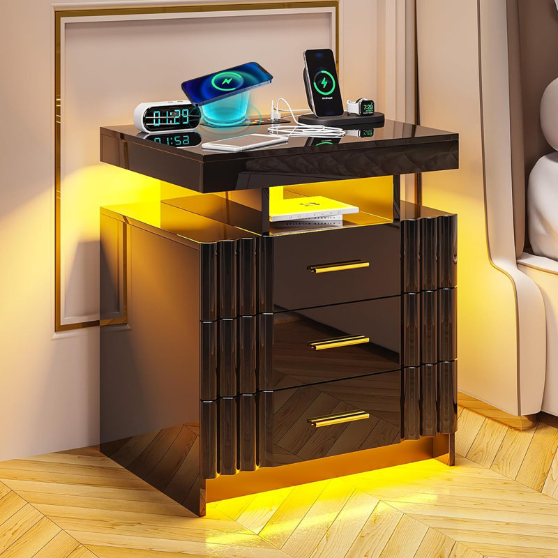 50cm W Bedside Table, Black