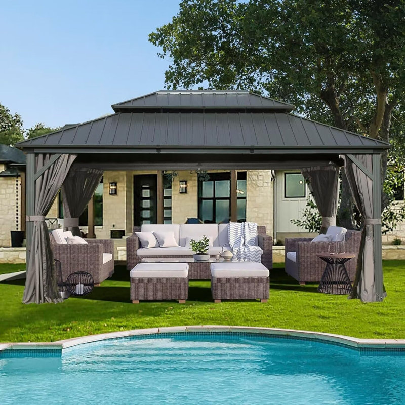 10Ft. WX 14Ft. D Aluminum Patio Hardtop Gazebo