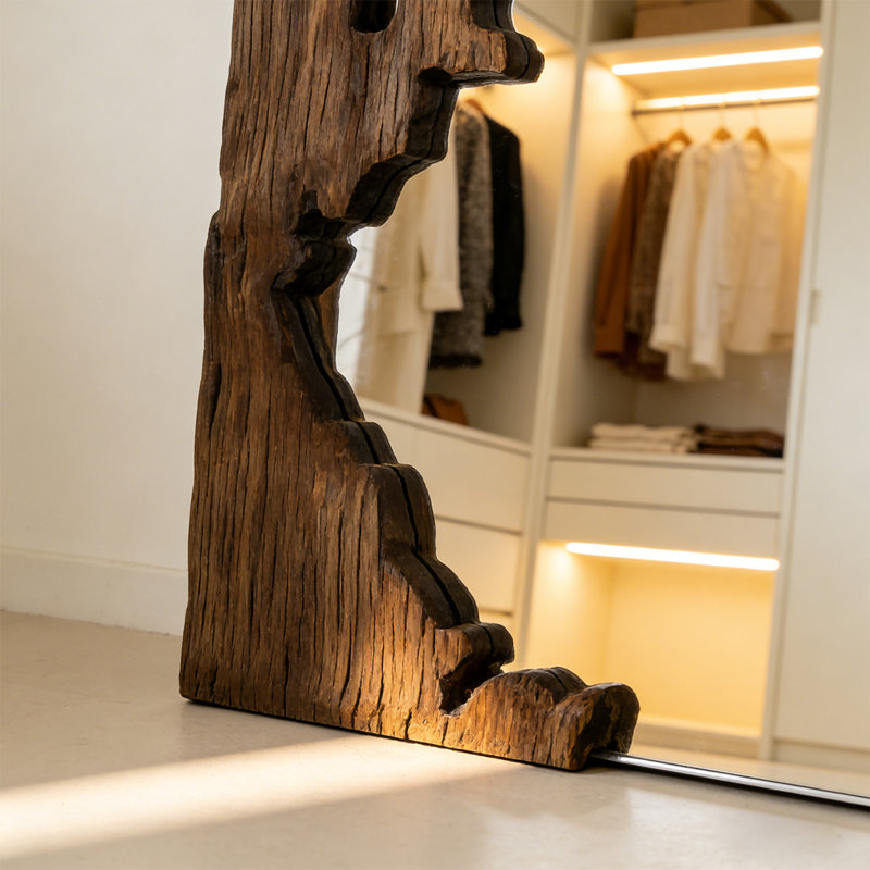 American-style rectangular solid wood full-length mirror in the bedroom, entrance hall, living room, 74.65" x 47.05"
