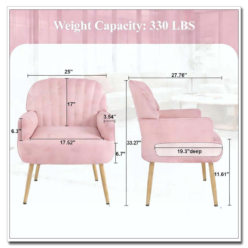 Fauteuil d'appoint en velours, chaises de salon rembourrées modernes, Rose
