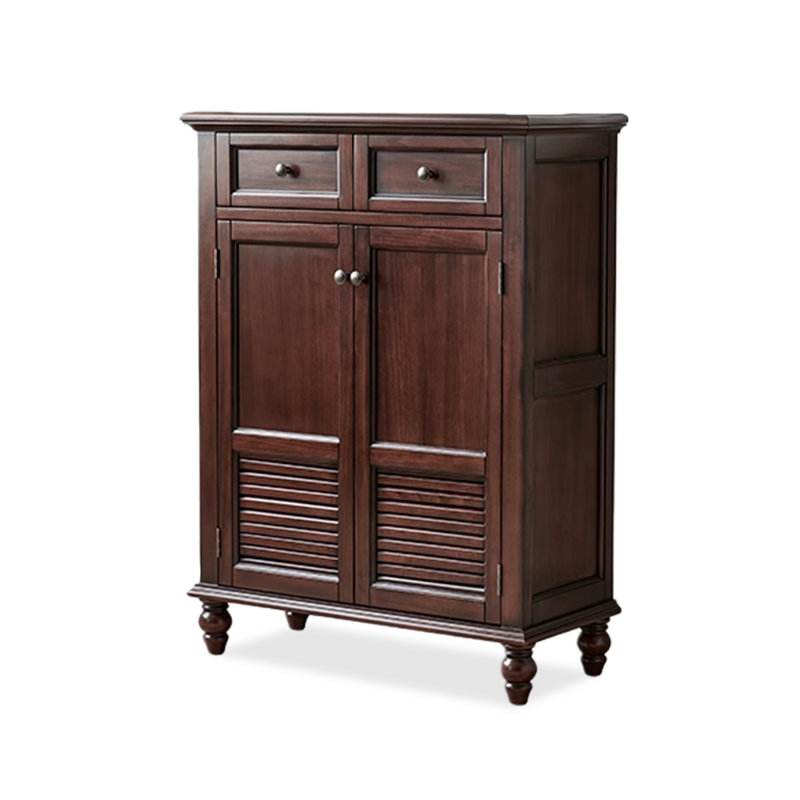 Dark-brown Solid Wood Shoe Storage Bench