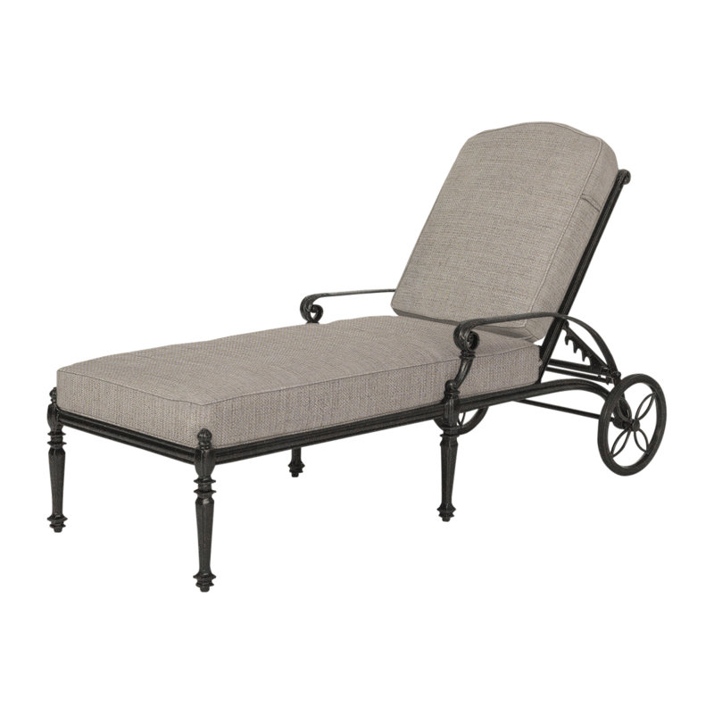 Grand Terrace Chaise Lounge with Sunbrella Cushions, Cast Ash Sunbrella® Plainweave, Desert Bronze