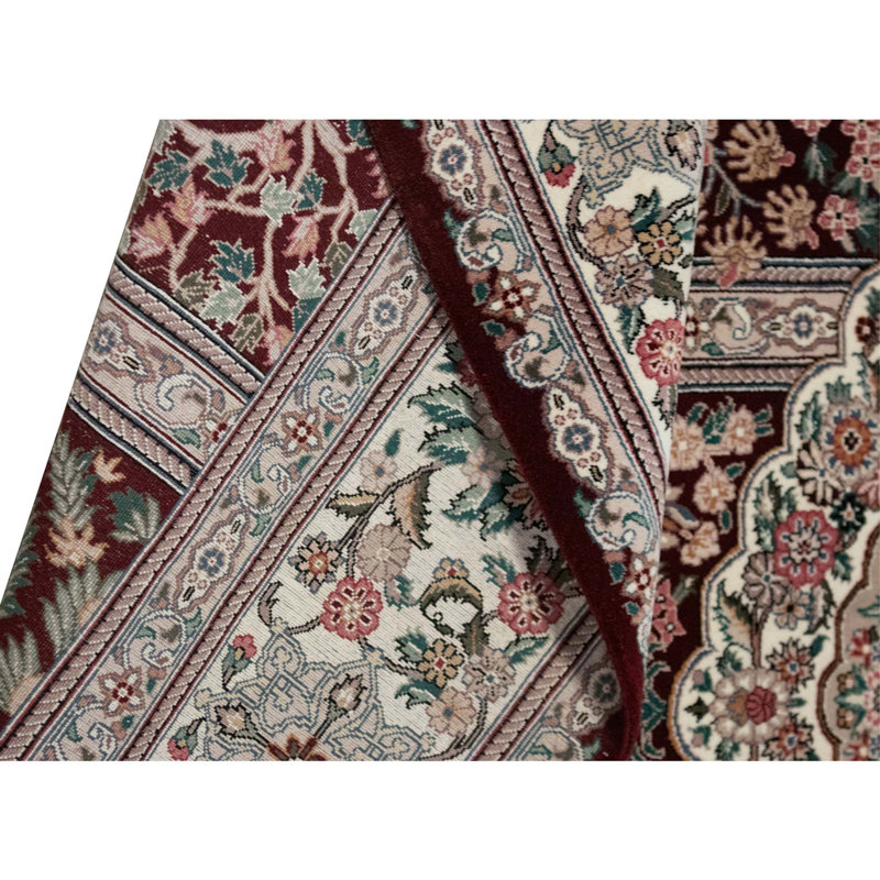 Hand Knotted Wool Oriental Area Rug in Plum And Ivory