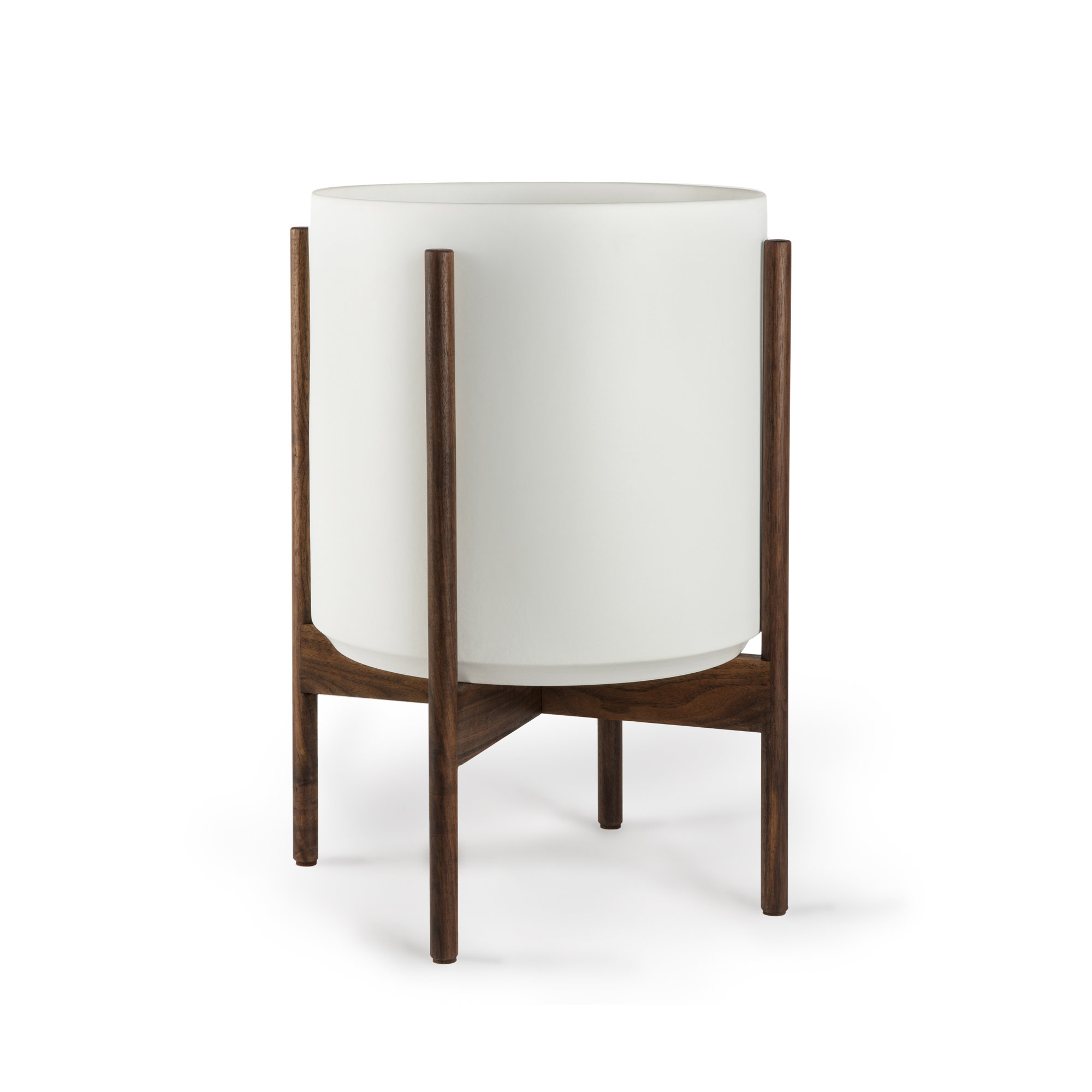 Riverside Handmade Ceramic Pot Planter, 20.25" H x 17.5" W x 17.5" D, White/Darkened Teak