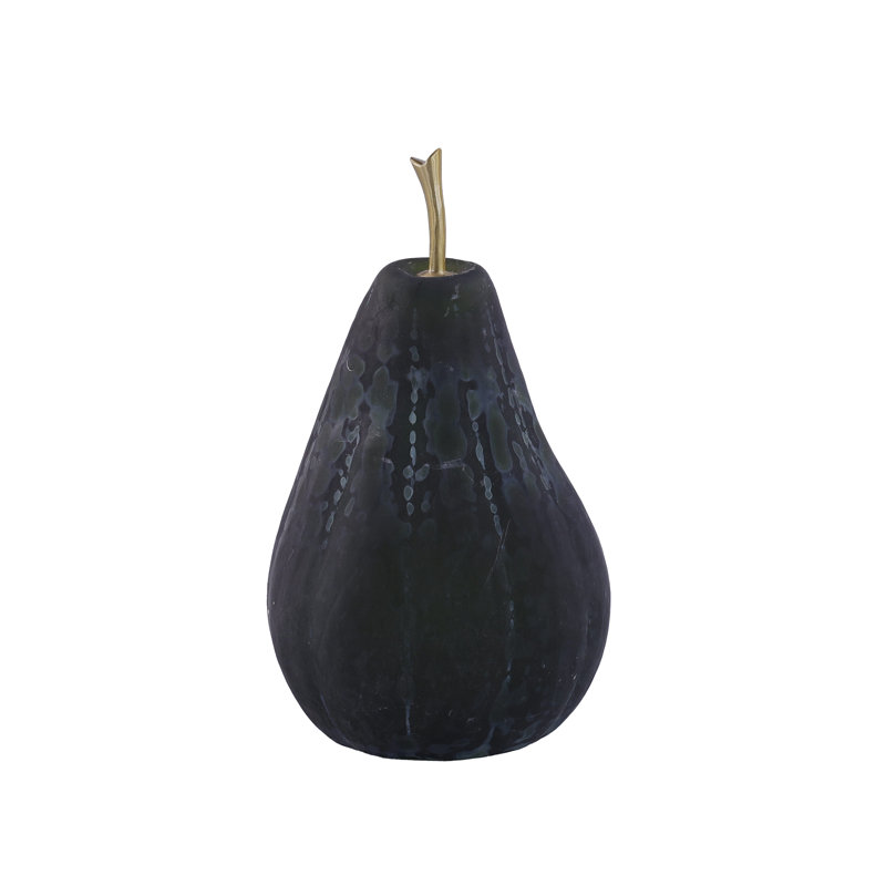 Sculpture en verre poire, grande, H 12 po x l 7 po x P 7 po