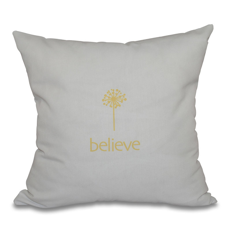 Housse de coussin carrée « Wish », H 18 po x l 18 po, Jaune
