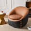 Fauteuil demi-tonneau pivotant en cuir véritable l 32,3 po-1447248618
