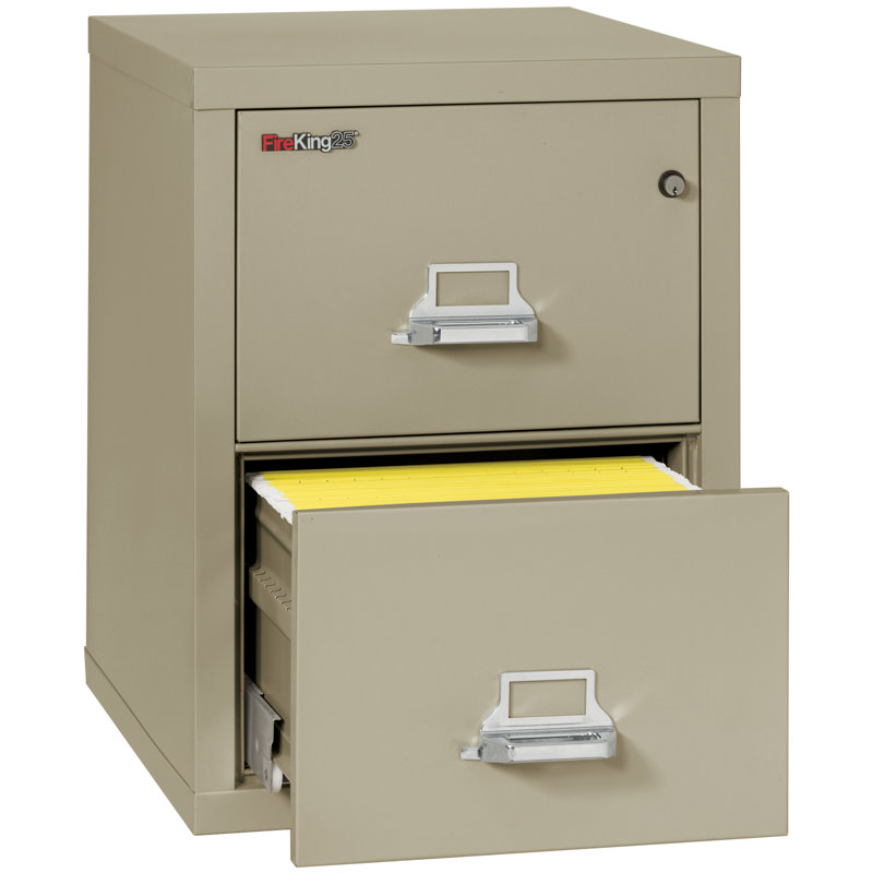 Fireproof 17.75'' Wide 2 -Drawer Steel File Cabinet, Pewter