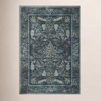 Rifle Paper Co. x Loloi Canopy Teal Floral Rug