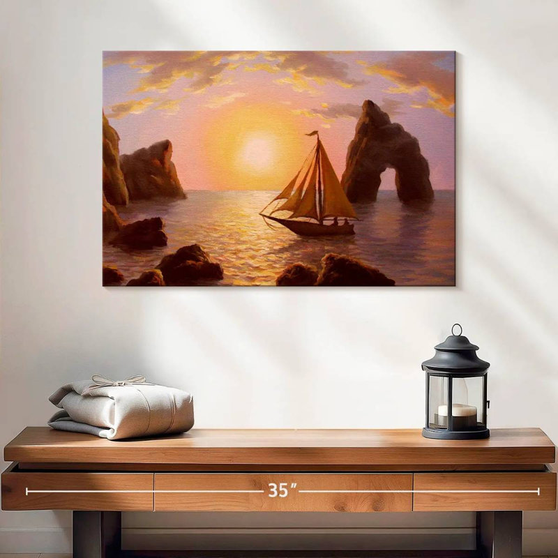 Mehar Sailboat By The Cliffs, 16" H x 24" W