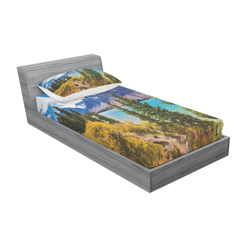 Ensemble de draps banff canada rockies mountain trees de la national park, Ensemble de draps pour lit simple avec drap-housse
